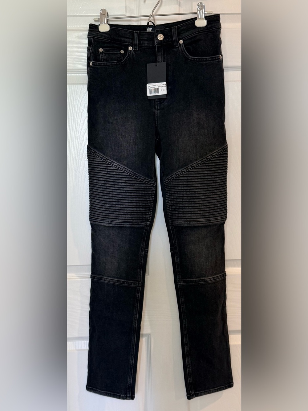 The Kooples Black Ribbed Knee Skinny Jeans